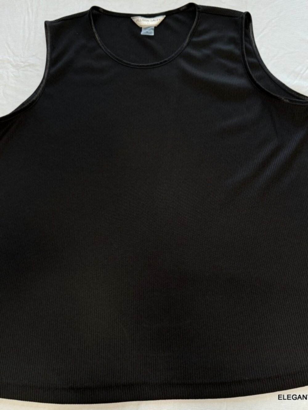 Allison Daley Womens Black Tank Top Plus 18 20 Ribbed Stretchy 3X Office Chic